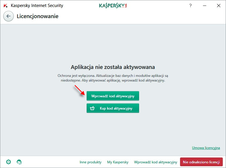 Kliknij Wprowadź kod aktywacyjny.