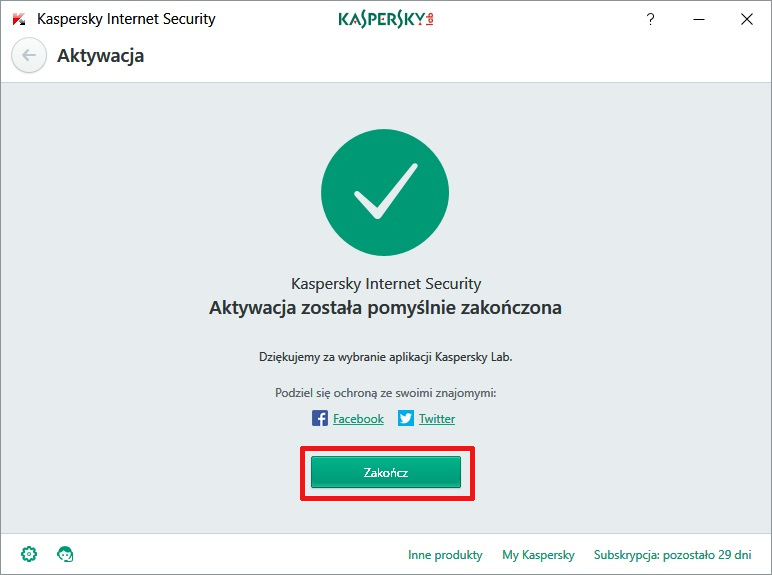 Kliknij Zakończ.